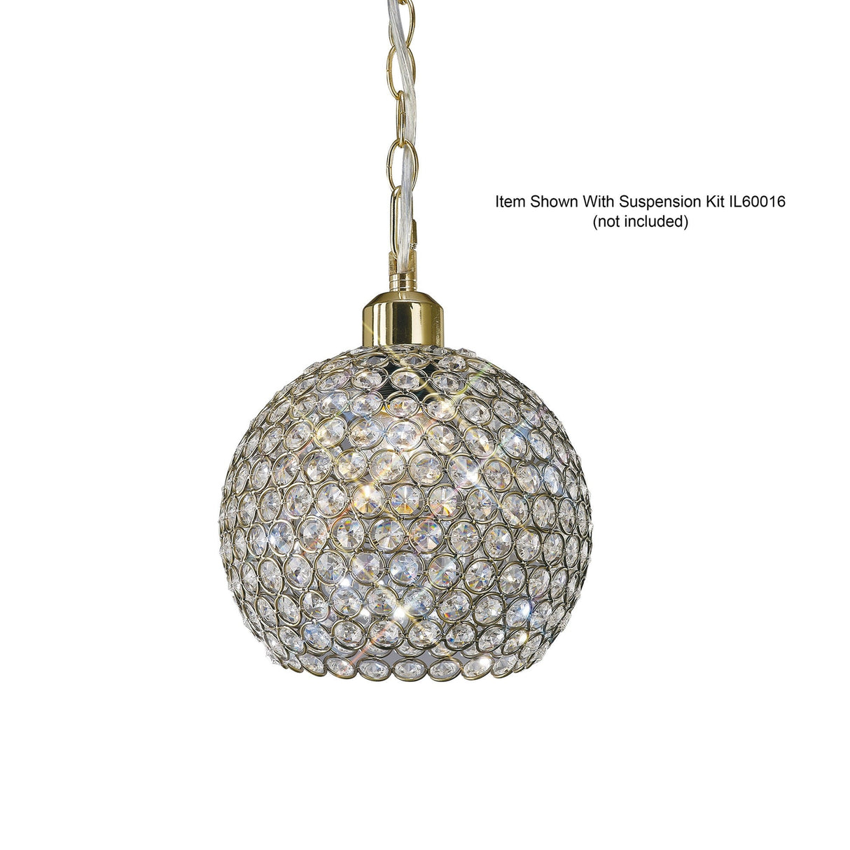 Kudo Crystal Ball Crystal Lampshade - Antique Brass