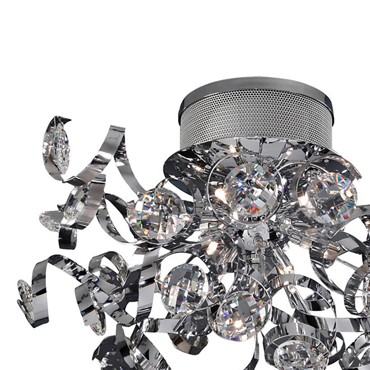 Kurlz 9 Light Crystal Semi-Flush Ceiling Light - Polished Chrome