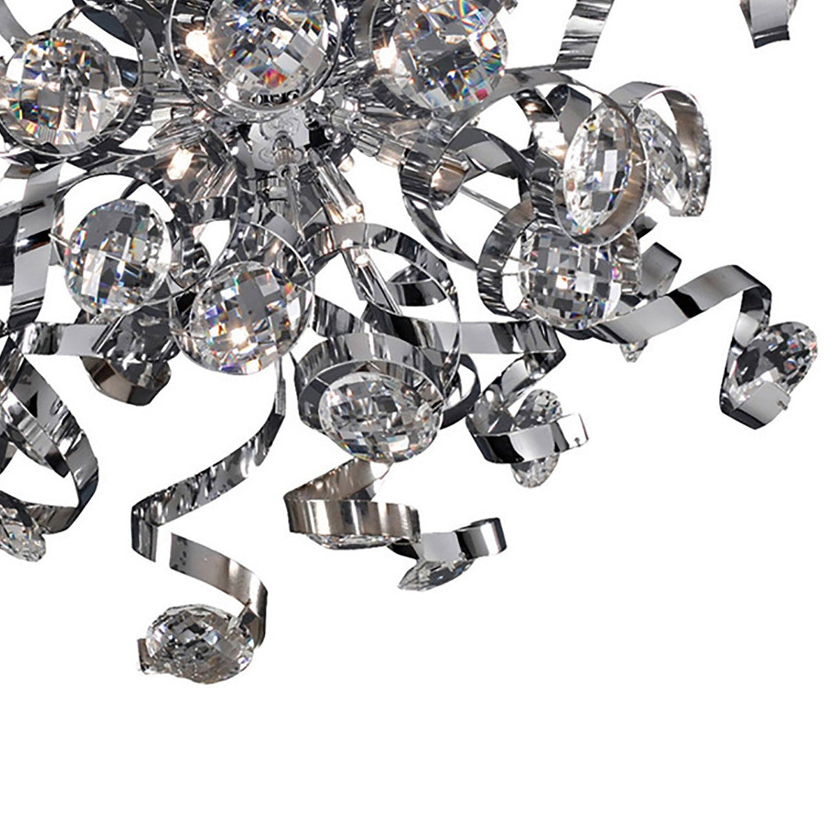 Kurlz 9 Light Crystal Semi-Flush Ceiling Light - Polished Chrome