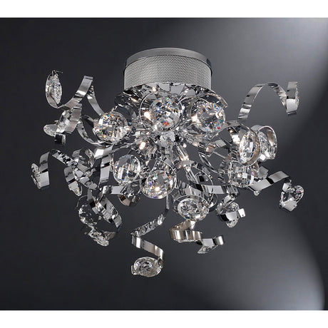 Kurlz 9 Light Crystal Semi-Flush Ceiling Light - Polished Chrome