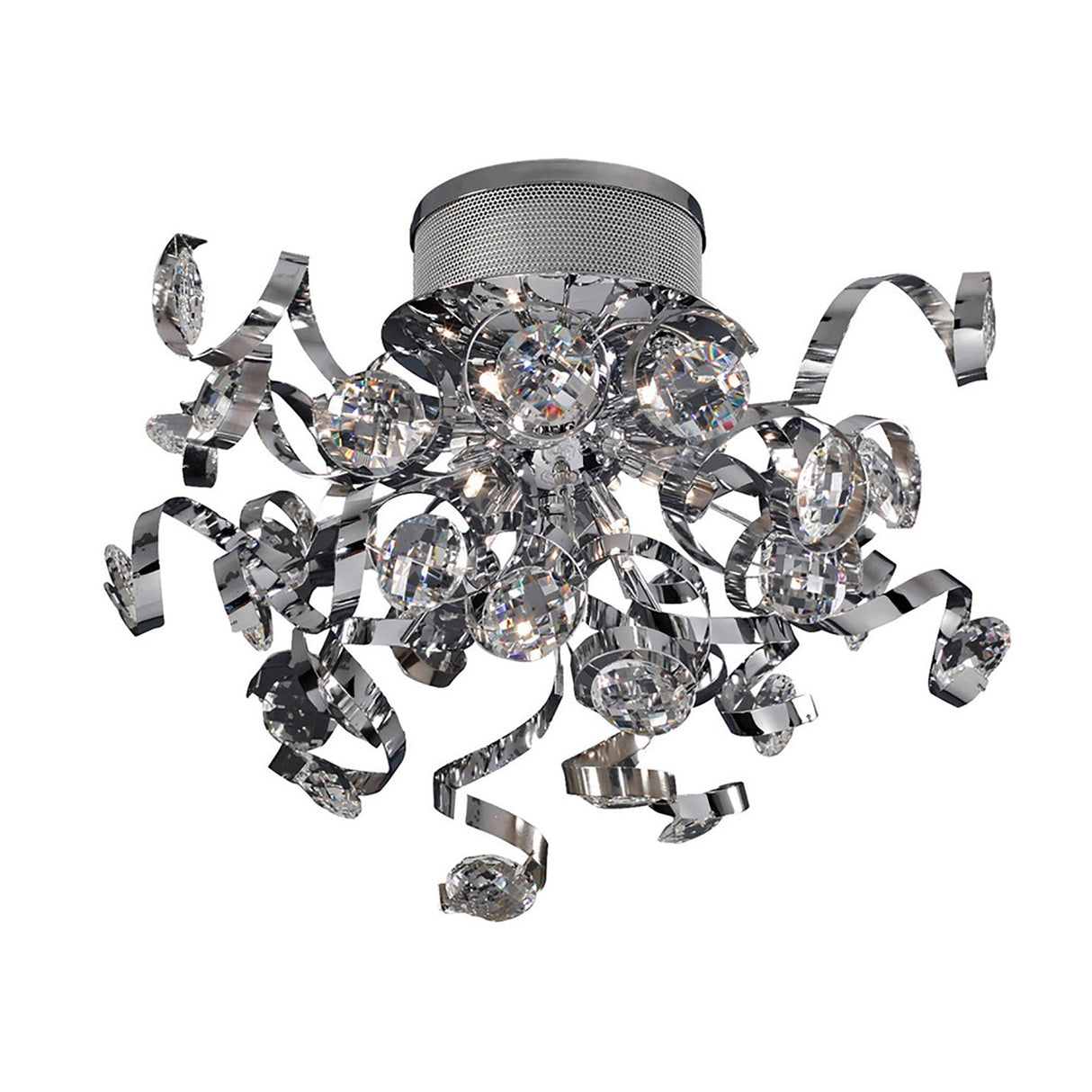 Kurlz 9 Light Crystal Semi-Flush Ceiling Light - Polished Chrome