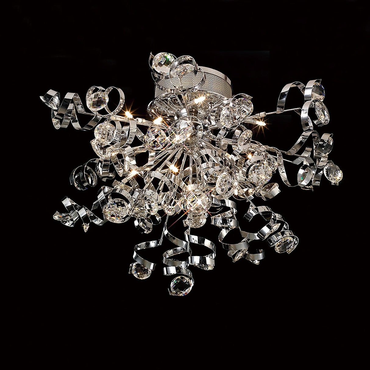 Kurlz 15 Light Crystal Semi-Flush Ceiling Light - Polished Chrome