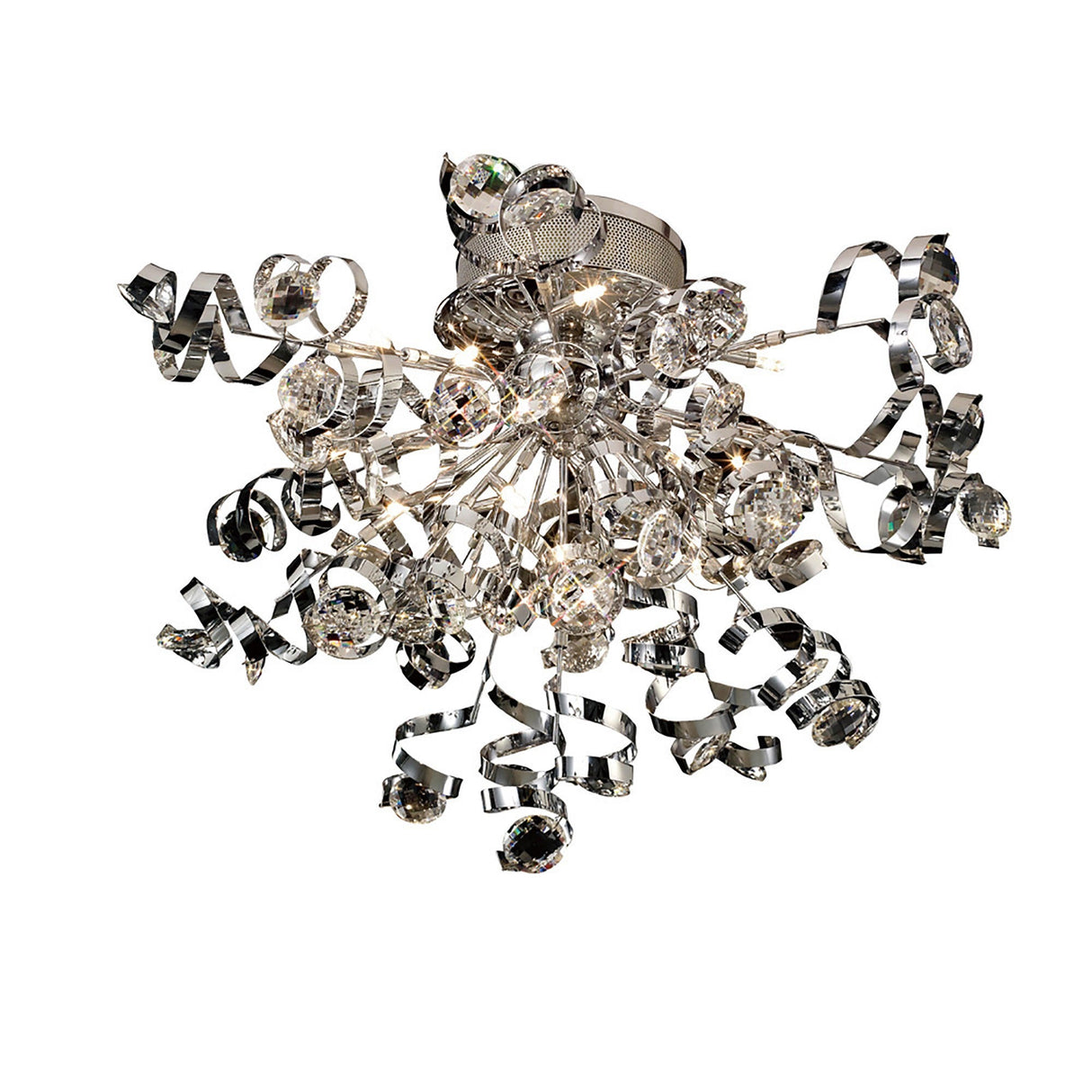 Kurlz 15 Light Crystal Semi-Flush Ceiling Light - Polished Chrome