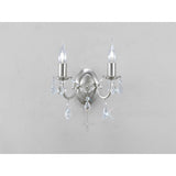 Kyra 2 Light Crystal Wall Light With Switch - Nickel