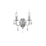 Kyra 2 Light Crystal Wall Light With Switch - Nickel