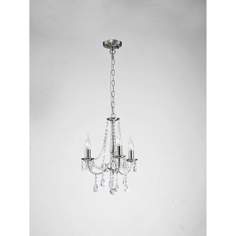 Kyra 38.5cm 3 Light Crystal Chandelier - Satin Nickel