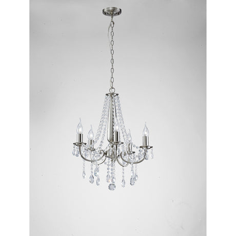 Kyra 48cm 5 Light Crystal Chandelier - Satin Nickel