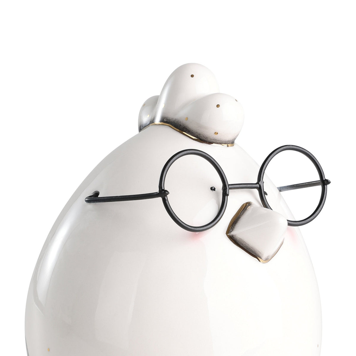 Landjut Ceramic Hen Ornament 16cm - White & Black