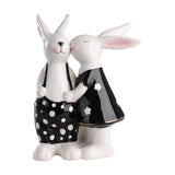 Landjut Ceramic Rabbit Ornaments - White, Black & Gold