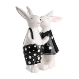 Landjut Ceramic Rabbit Ornaments - White, Black & Gold