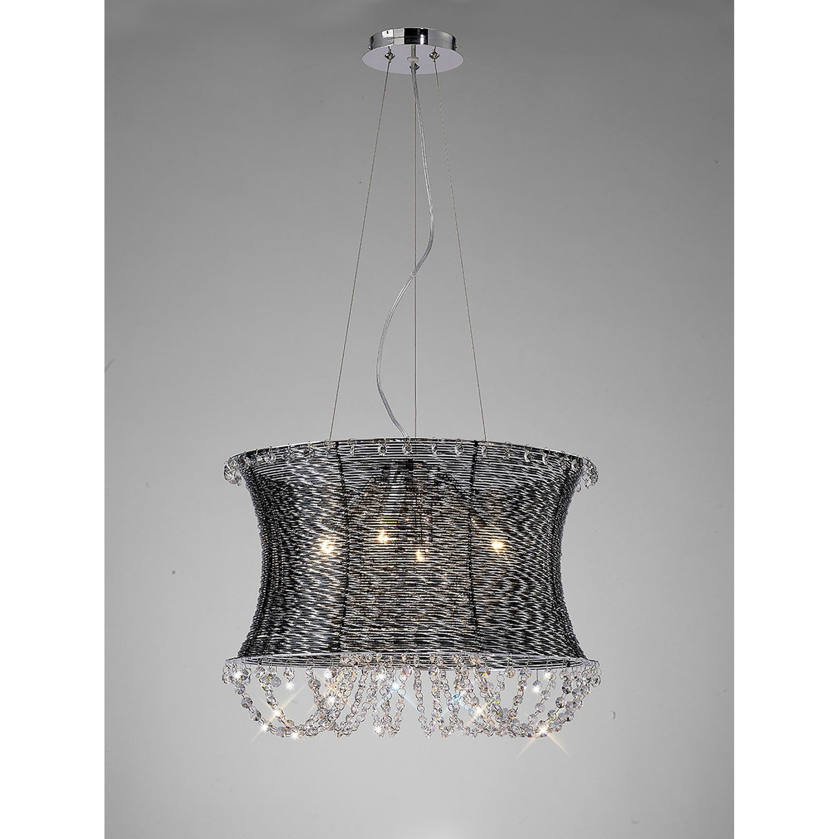 Lanzo 49cm Round 4 Light Crystal Chandelier - Black Chrome