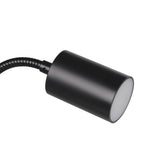 Lardaro Clamp Lamp in black with a flexible gooseneck arm and cylindrical head, plastic finish, shown on a plain white background.