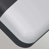 Close-up of a sleek, modern flat surface with a glossy white edge and dark gray border, likely part of the Lars LED Outdoor Wall Light - Black. The smooth surface and minimalist design convey a contemporary aesthetic.