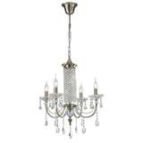 Leana 55cm 4 Light Crystal Chandelier - Satin Nickel