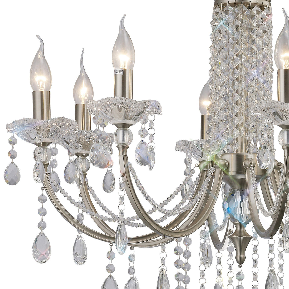 Leana 75cm 8 Light Crystal Chandelier - Satin Nickel