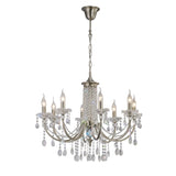 Leana 75cm 8 Light Crystal Chandelier - Satin Nickel