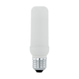 Slim tubular LED bulb, E27 3W warm white, with frosted white opal plastic shade and silver screw cap, shown on a plain white background.