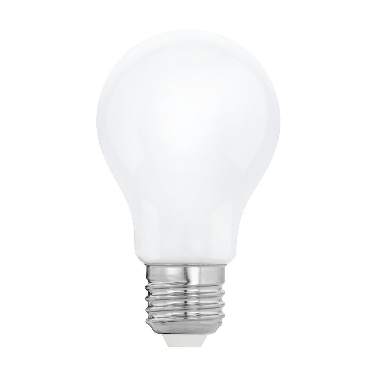LED bulb with classic pear shape, opal frosted glass finish and silver E27 screw cap, 7W/806lm, dimmable 2000K-3000K, shown on a plain white background.