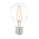LED GLS bulb, E27 screw cap, clear glass pear shape with visible LED filaments, warm white 4W 470lm, shown on a plain white background.