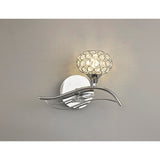Leimo 1 Light Crystal Right Wall Light - Chrome