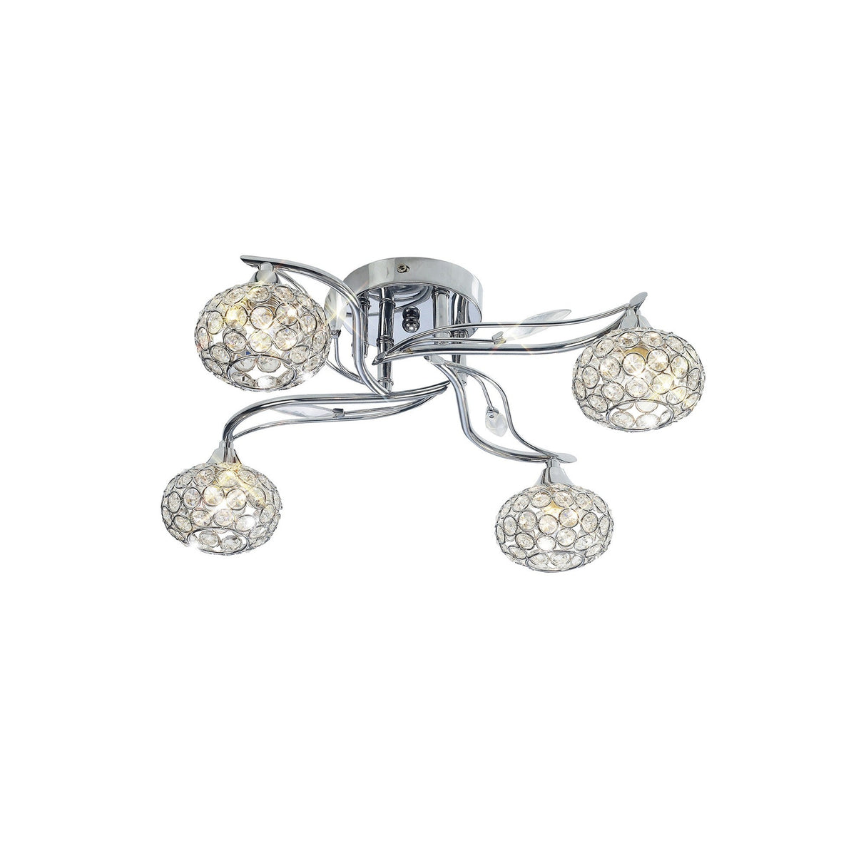 Leimo 4 Light Crystal Semi-Flush Ceiling Light - Polished Chrome