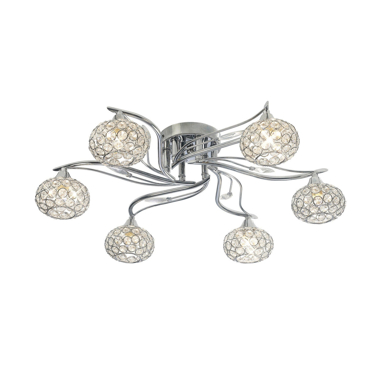 Leimo 6 Light Crystal Semi-Flush Ceiling Light - Polished Chrome