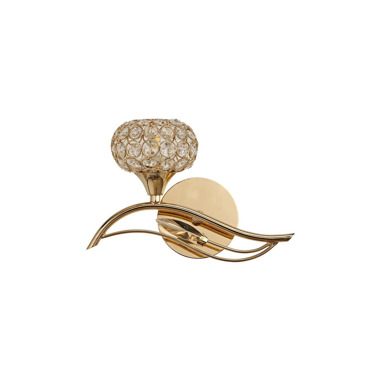 Leimo 1 Light Crystal Left Wall Light - Gold
