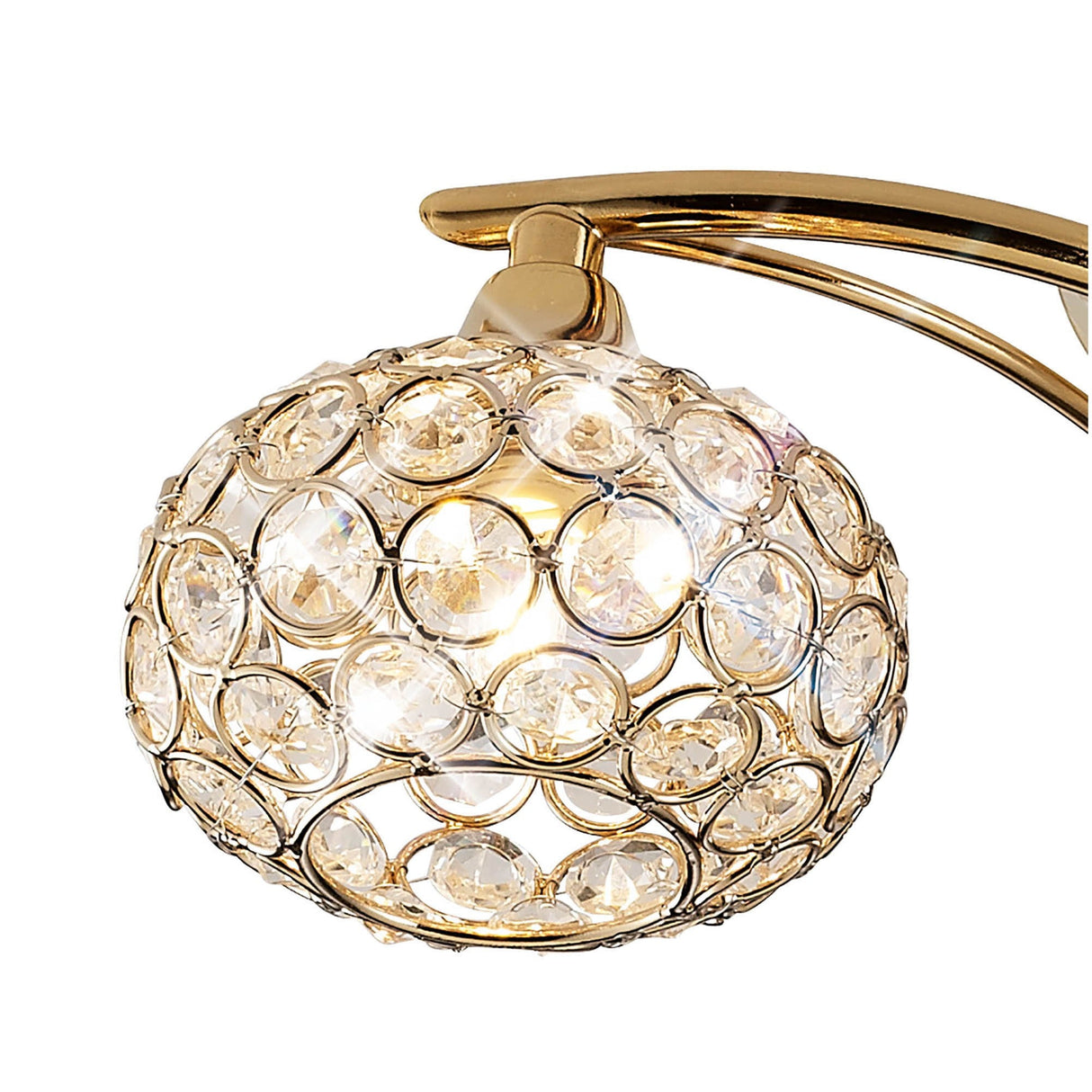 Leimo 3 Light Crystal Semi-Flush Ceiling Light - French Gold