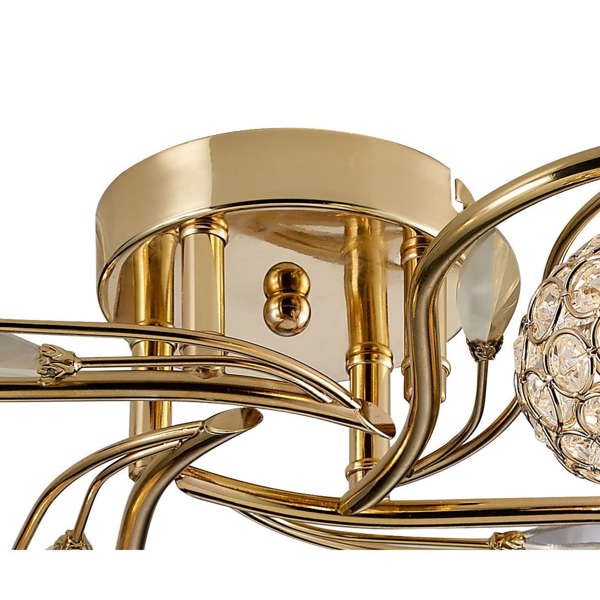 Leimo 4 Light Crystal Semi-Flush Ceiling Light - French Gold