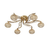 Leimo 6 Light Crystal Semi-Flush Ceiling Light - French Gold