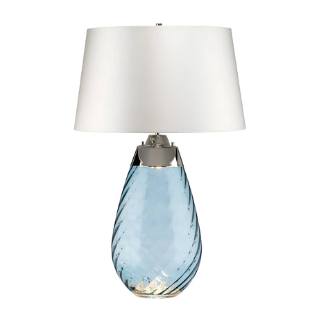 Lena 2 Light Large Blue Table Lamp with Off - Blue-tinted Glass / Off-White Shade
