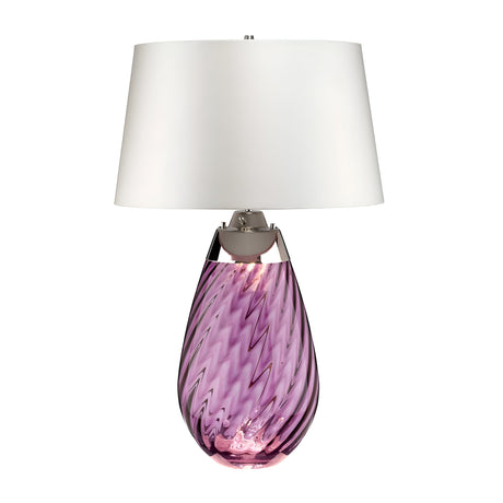Lena 2 Light Large Plum Table Lamp with Off - Plum-tinted Glass / Off-White Shade