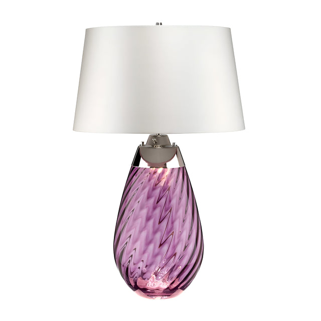 Lena 2 Light Large Plum Table Lamp with Off - Plum-tinted Glass / Off-White Shade