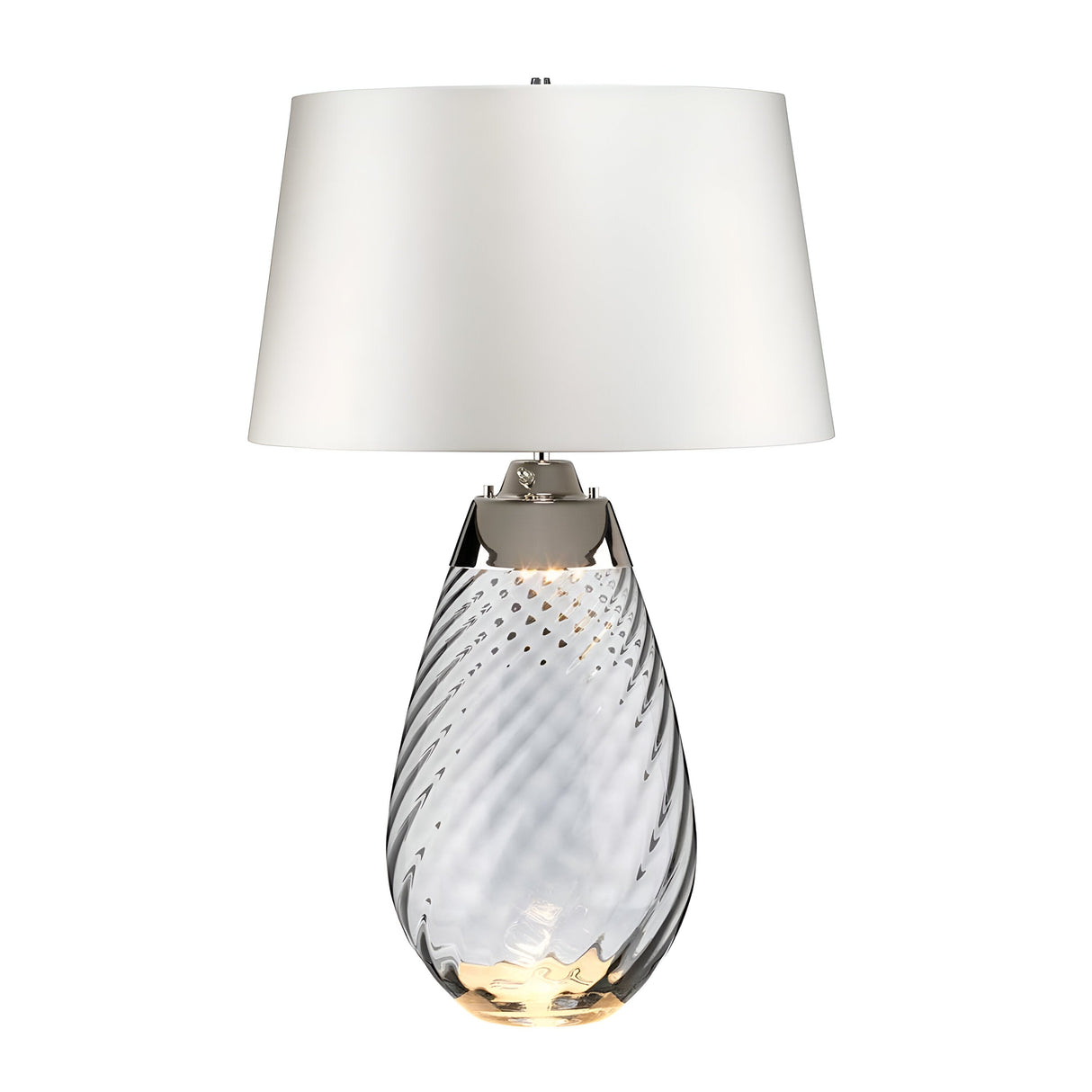 Lena 2 Light Large Smoke Table Lamp with Off - Smoke-tinted Glass / Off-White Shade