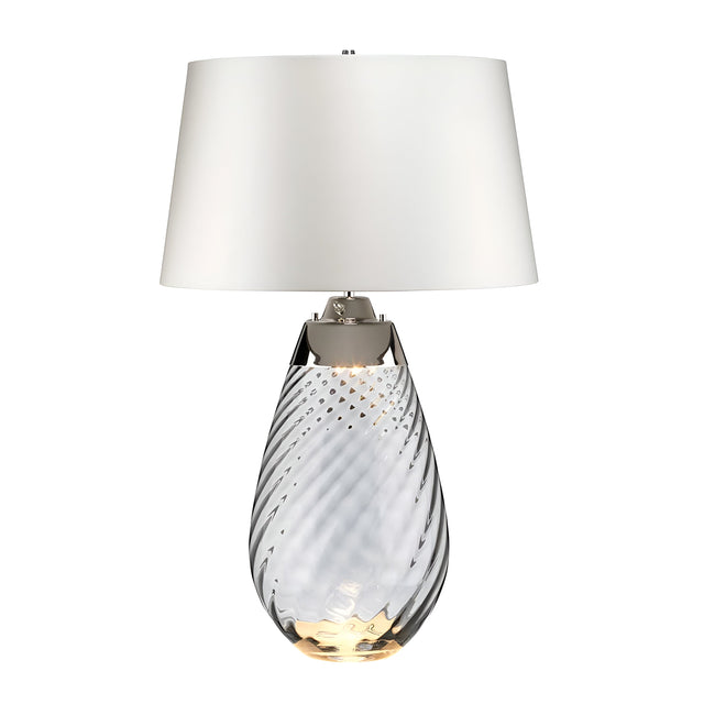 Lena 2 Light Large Smoke Table Lamp with Off - Smoke-tinted Glass / Off-White Shade