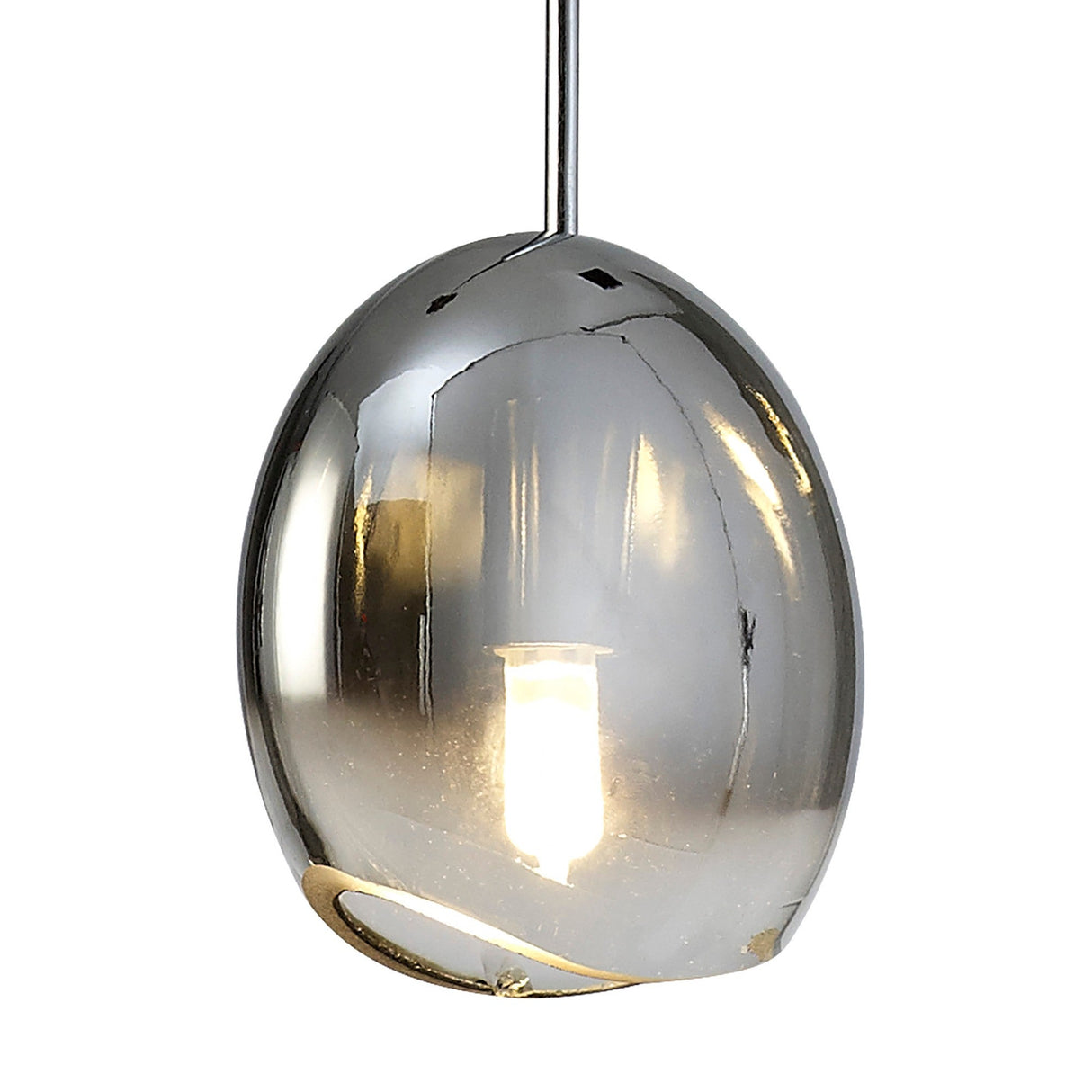 Lens 14cm Round 1 Light Glass Pendant Light - Chrome