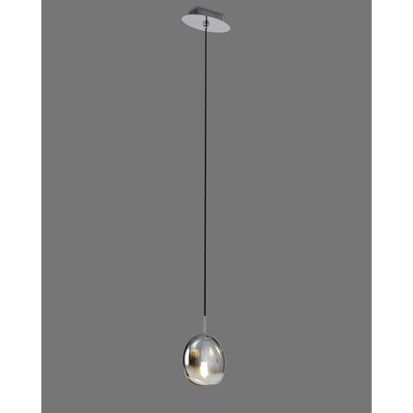 Lens 14cm Round 1 Light Glass Pendant Light - Chrome