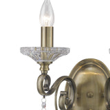 Libra 2 Light Crystal Wall Light With Switch - Brass