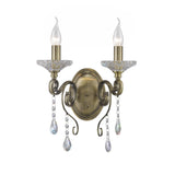Libra 2 Light Crystal Wall Light With Switch - Brass