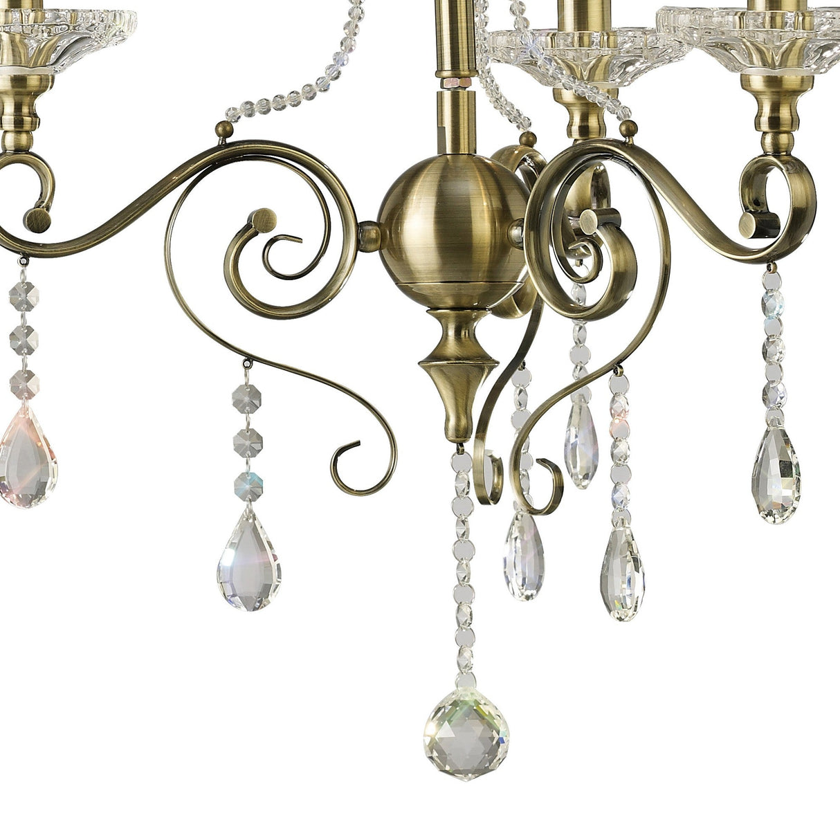 Libra 47cm 3 Light Crystal Chandelier - Antique Brass