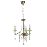 Libra 47cm 3 Light Crystal Chandelier - Antique Brass