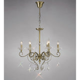 Libra 64cm 6 Light Crystal Chandelier - Antique Brass