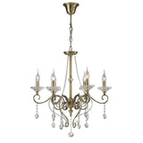 Libra 64cm 6 Light Crystal Chandelier - Antique Brass
