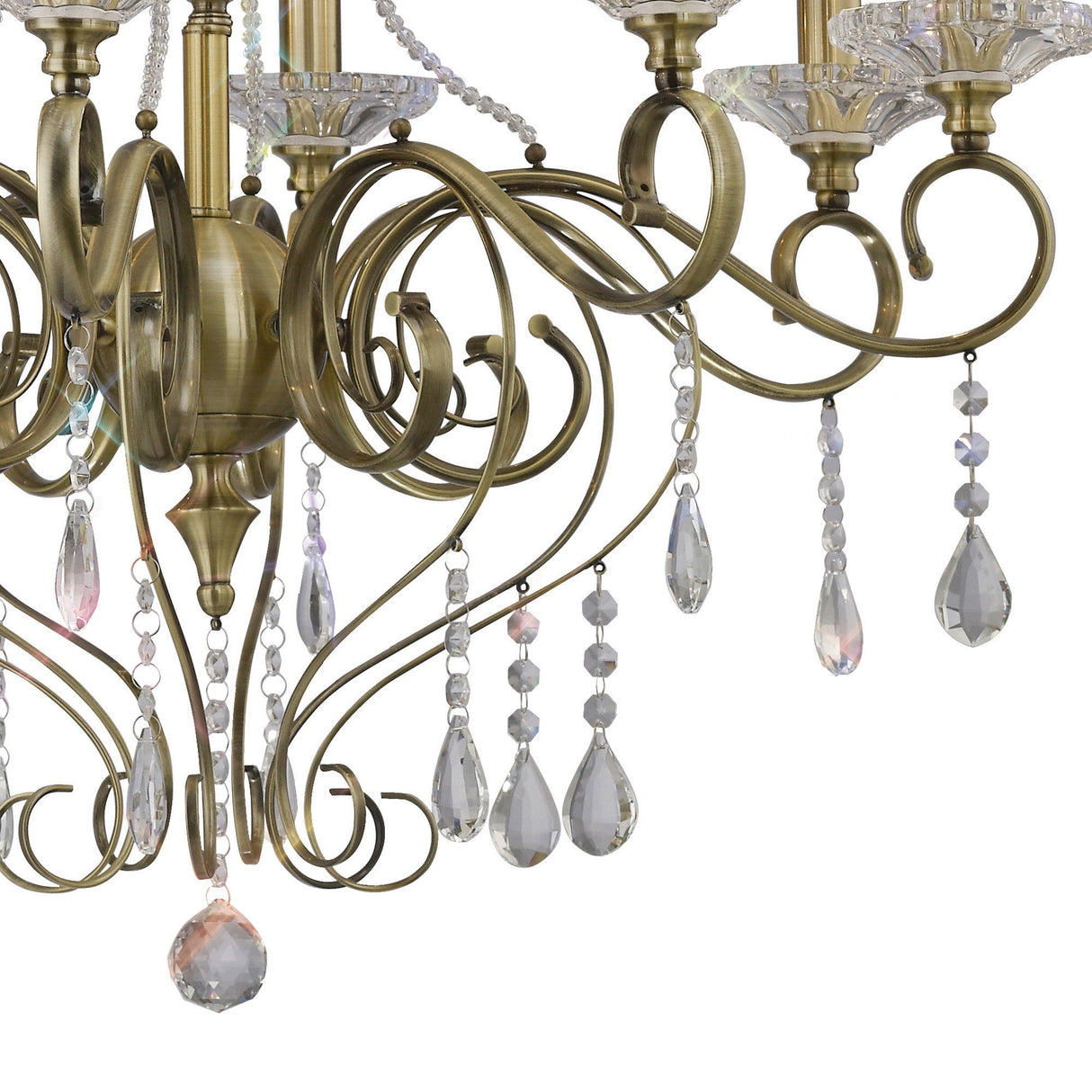 Libra 74cm 8 Light Crystal Chandelier - Antique Brass