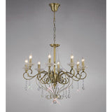 Libra 74cm 8 Light Crystal Chandelier - Antique Brass