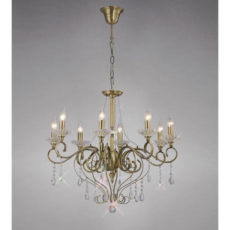 Libra 74cm 8 Light Crystal Chandelier - Antique Brass