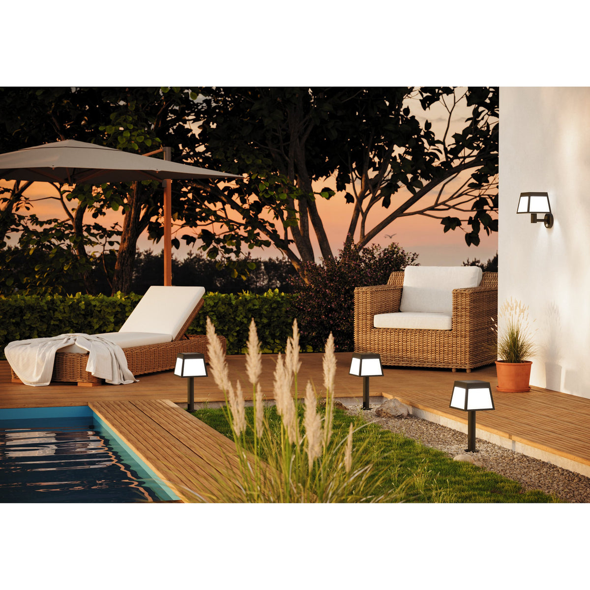 Lirbine Solar Wall Light with Motion Sensor - Black & White