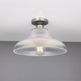 Lirosa Railway Ribbed Glass Flush Ceiling Light - 30cm