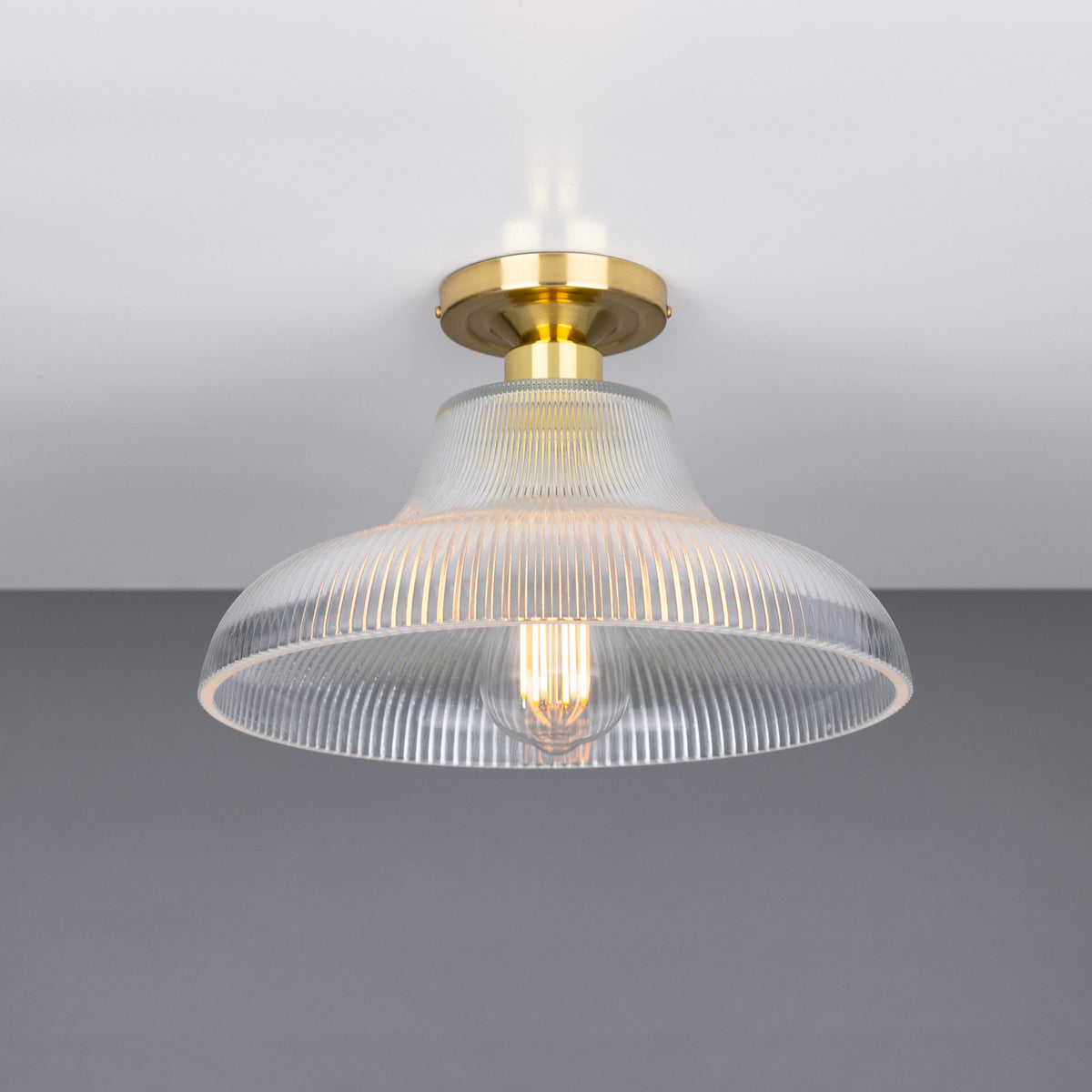 Lirosa Railway Ribbed Glass Flush Ceiling Light - 30cm