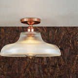 Lirosa Railway Ribbed Glass Flush Ceiling Light - 30cm